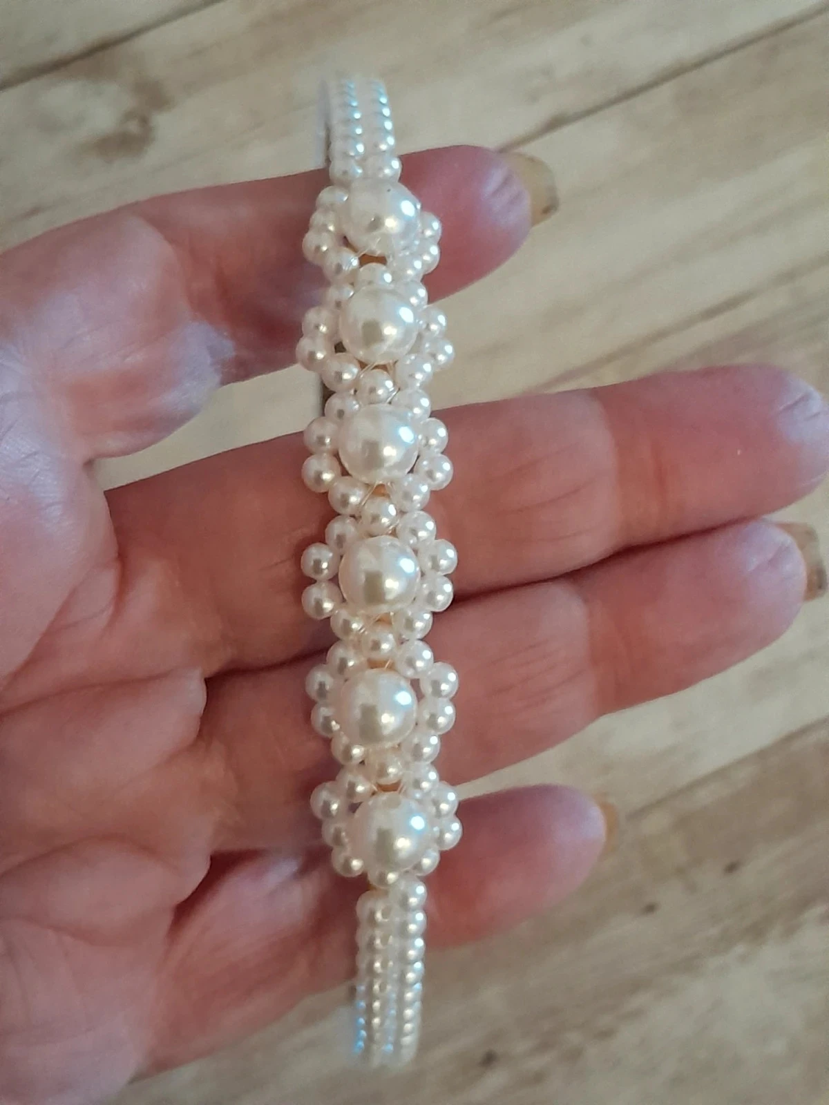 Adereço de cabeça, pérolas, cor branco – photo 3
